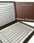 Brown Narrow Premade Fans - Mixede lengder