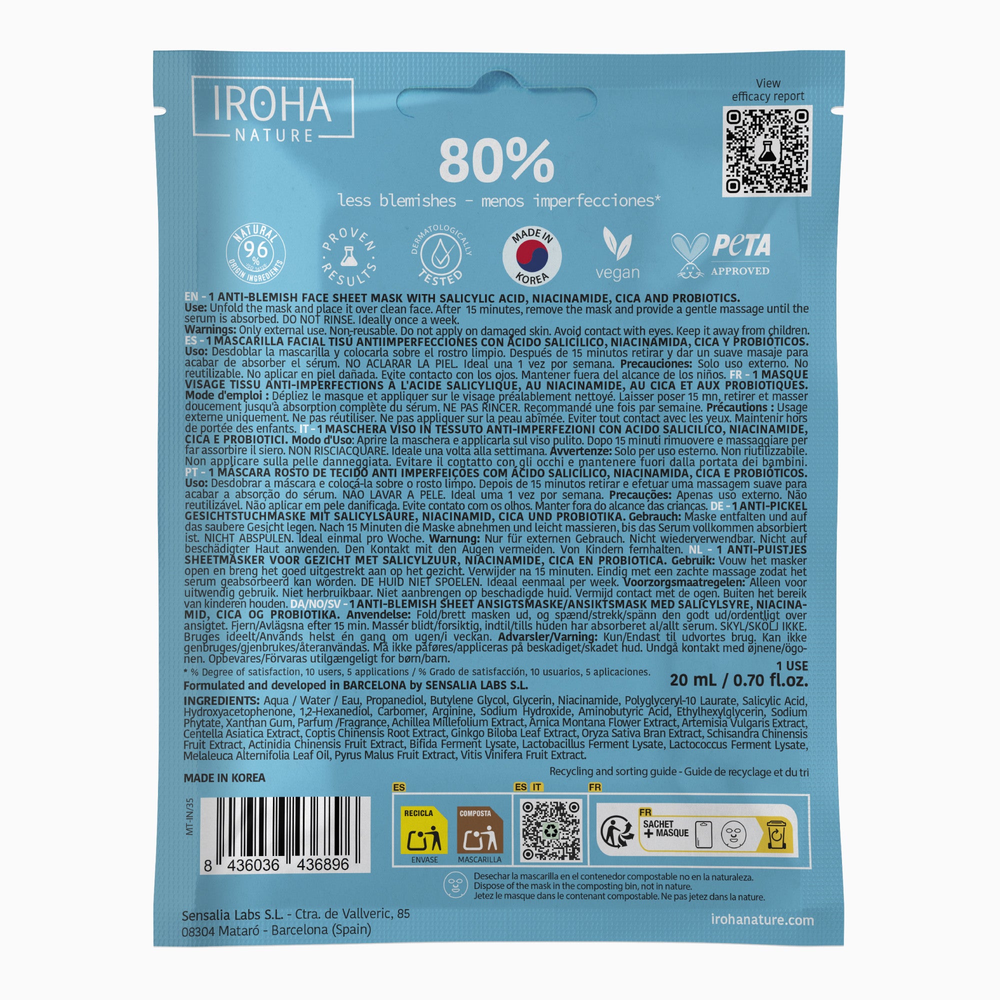 Anti-Blemish Face Sheet Mask with Salicylic Acid