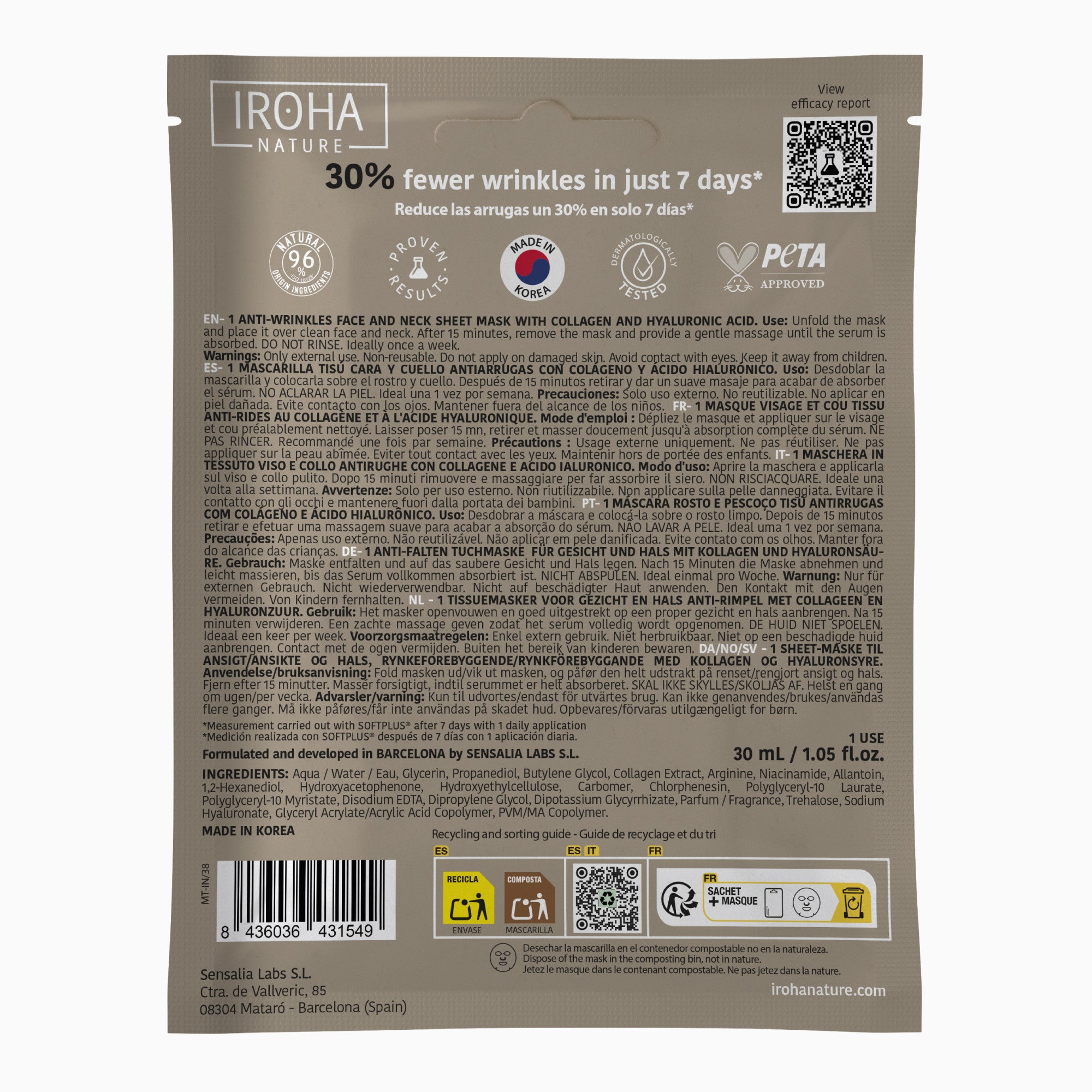 Anti-Wrinkles Face Sheet Mask with Collagen
