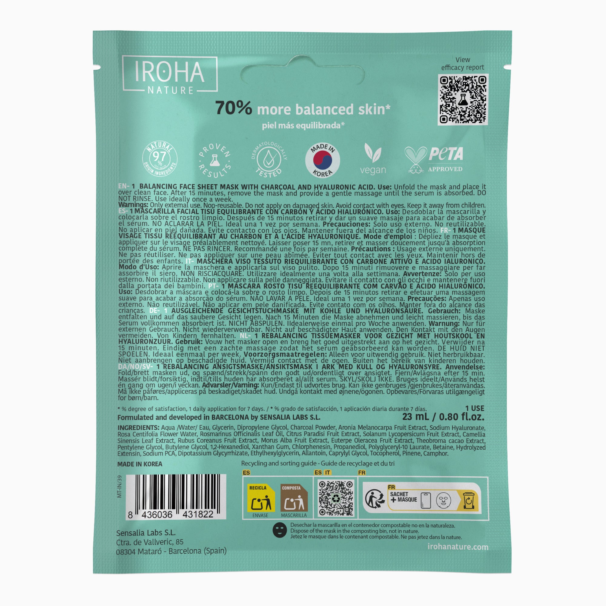 Balancing Face Sheet Mask with Charcoal