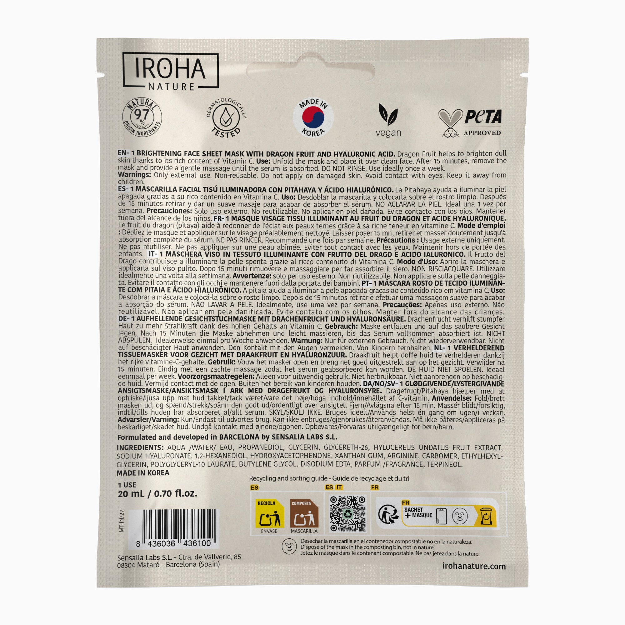 Brightening Dragon Fruit Face Sheet Mask