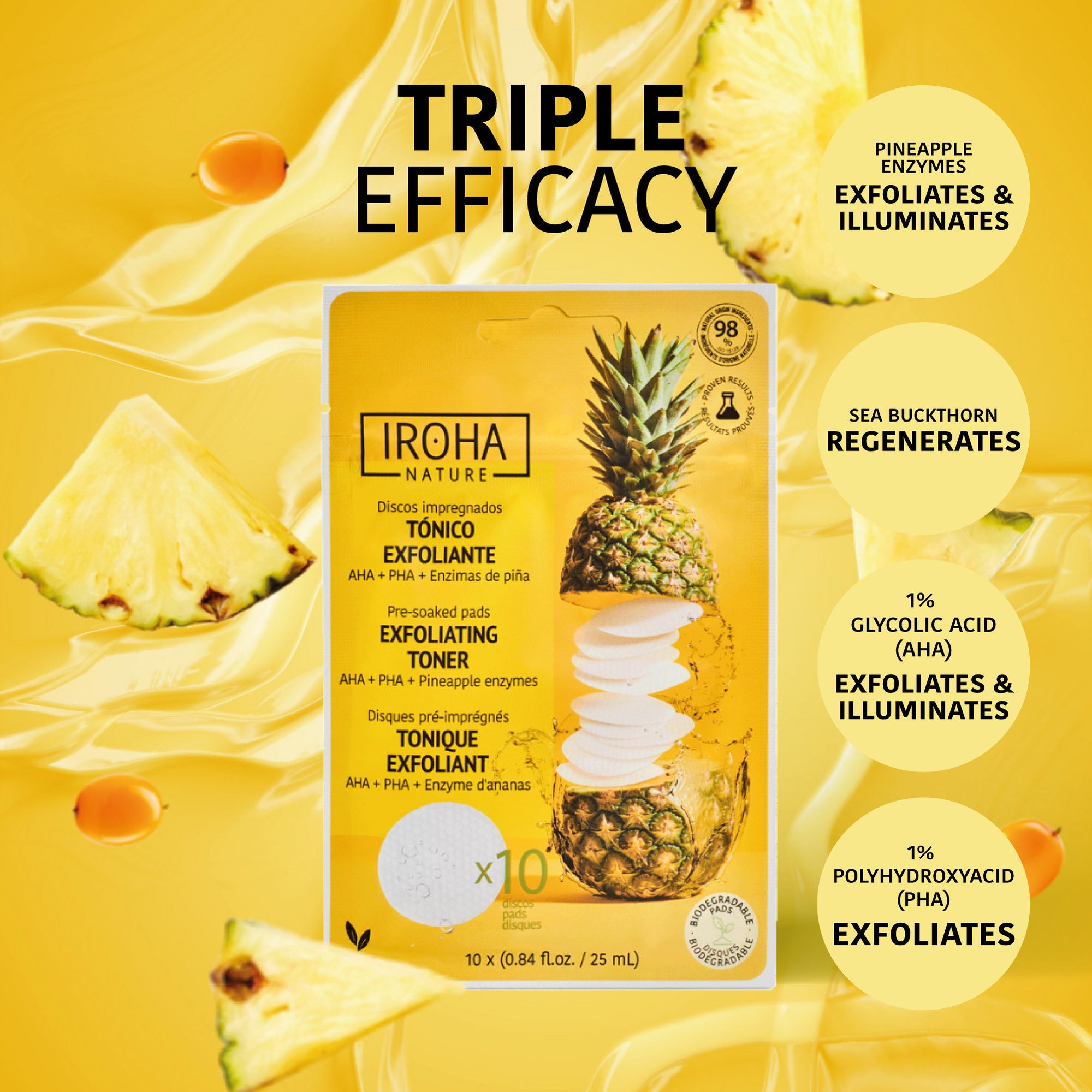 Exfoliating and Brightening Toner Pads with Glycolic Acid