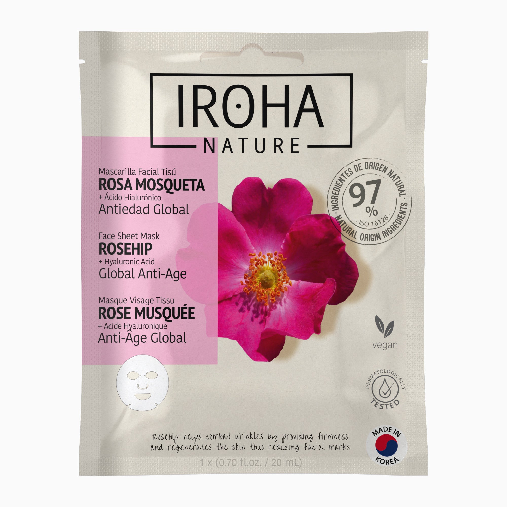 Global Anti-Age Face Sheet Mask with Rosehip
