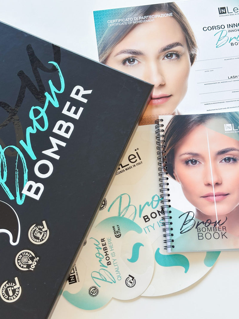 Brow Bomber Book, kurseske og deltakerbevis fra InLei