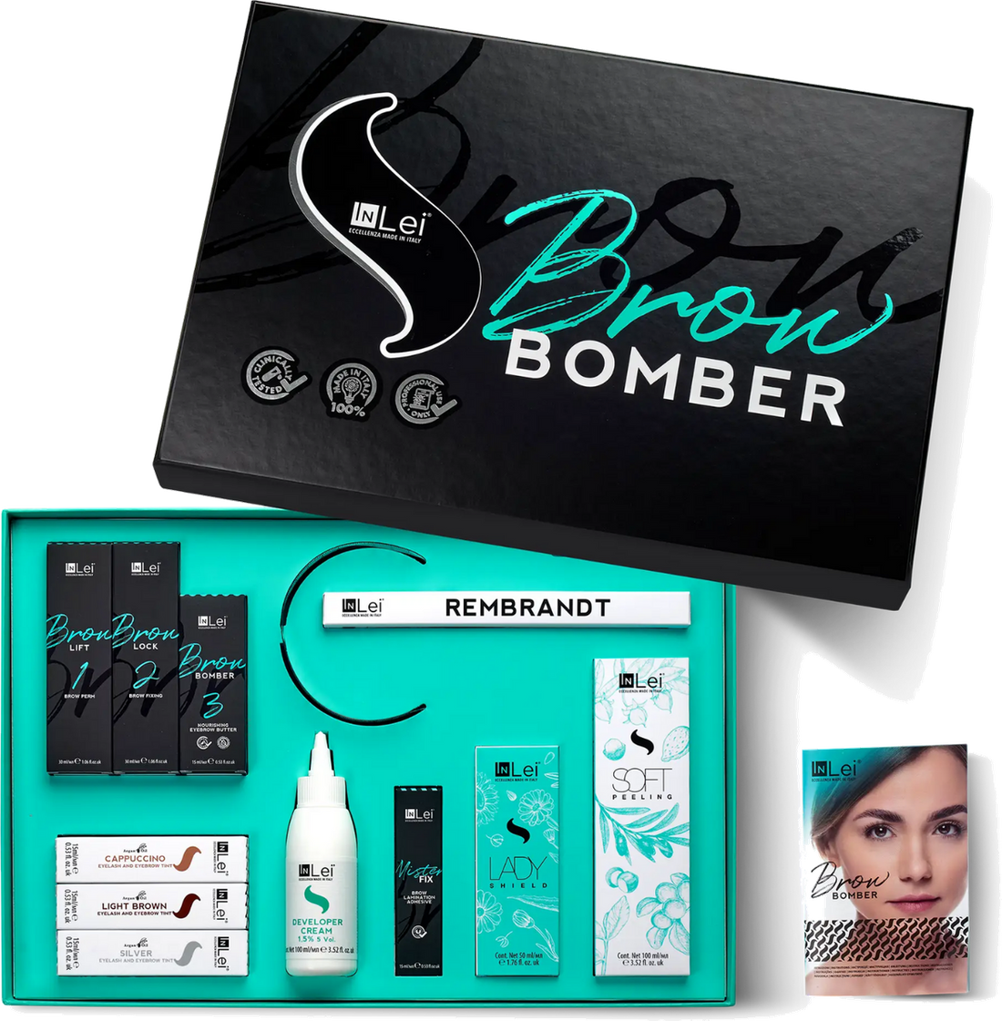 InLei Brow Bomber kurskit med eske og produktbrett, frilagt