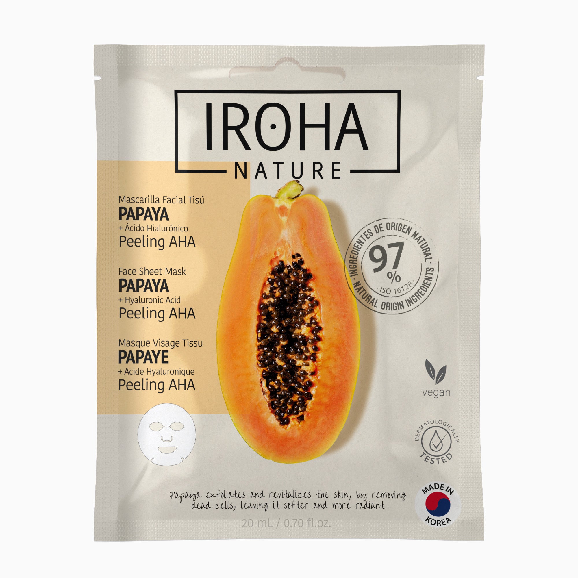 Peeling AHA Face Sheet Mask with Papaya