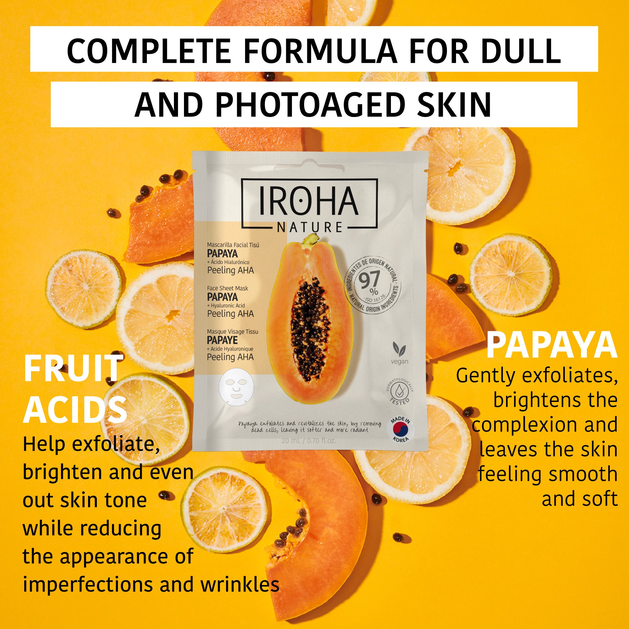 Peeling AHA Face Sheet Mask with Papaya