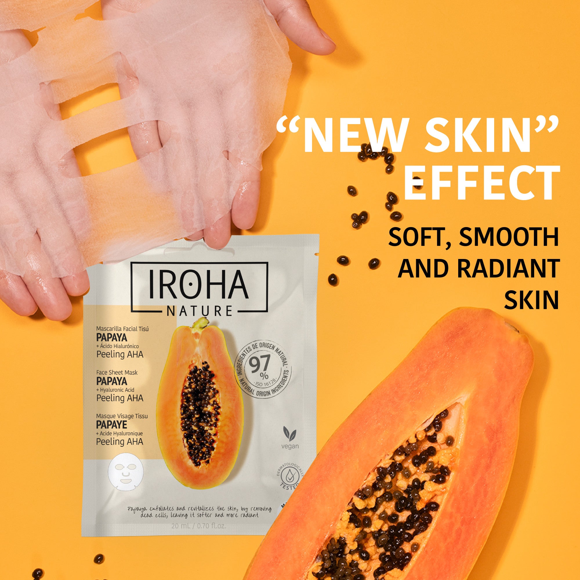 Peeling AHA Face Sheet Mask with Papaya