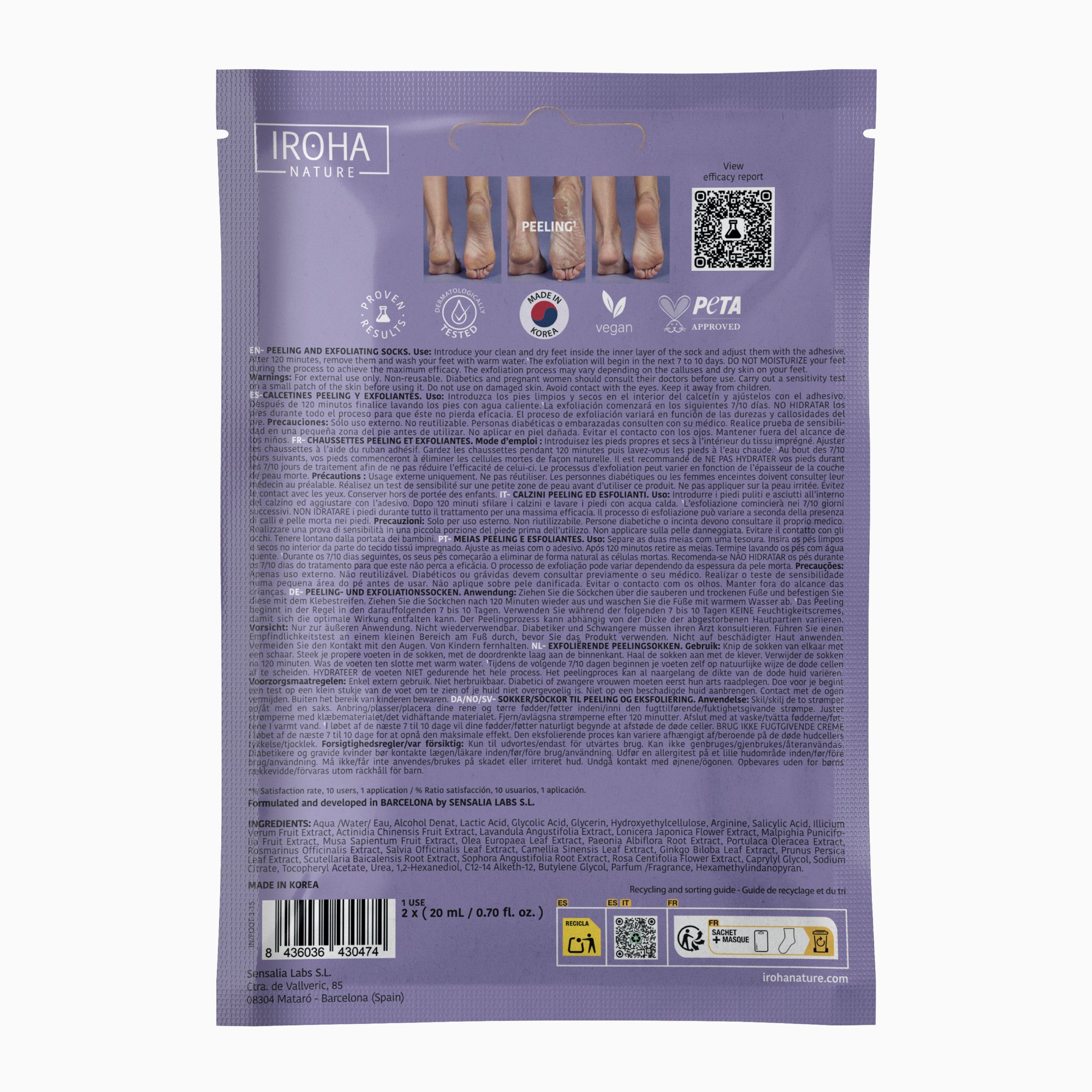 Peeling and Exfoliating Foot Mask with Glycolic Acid