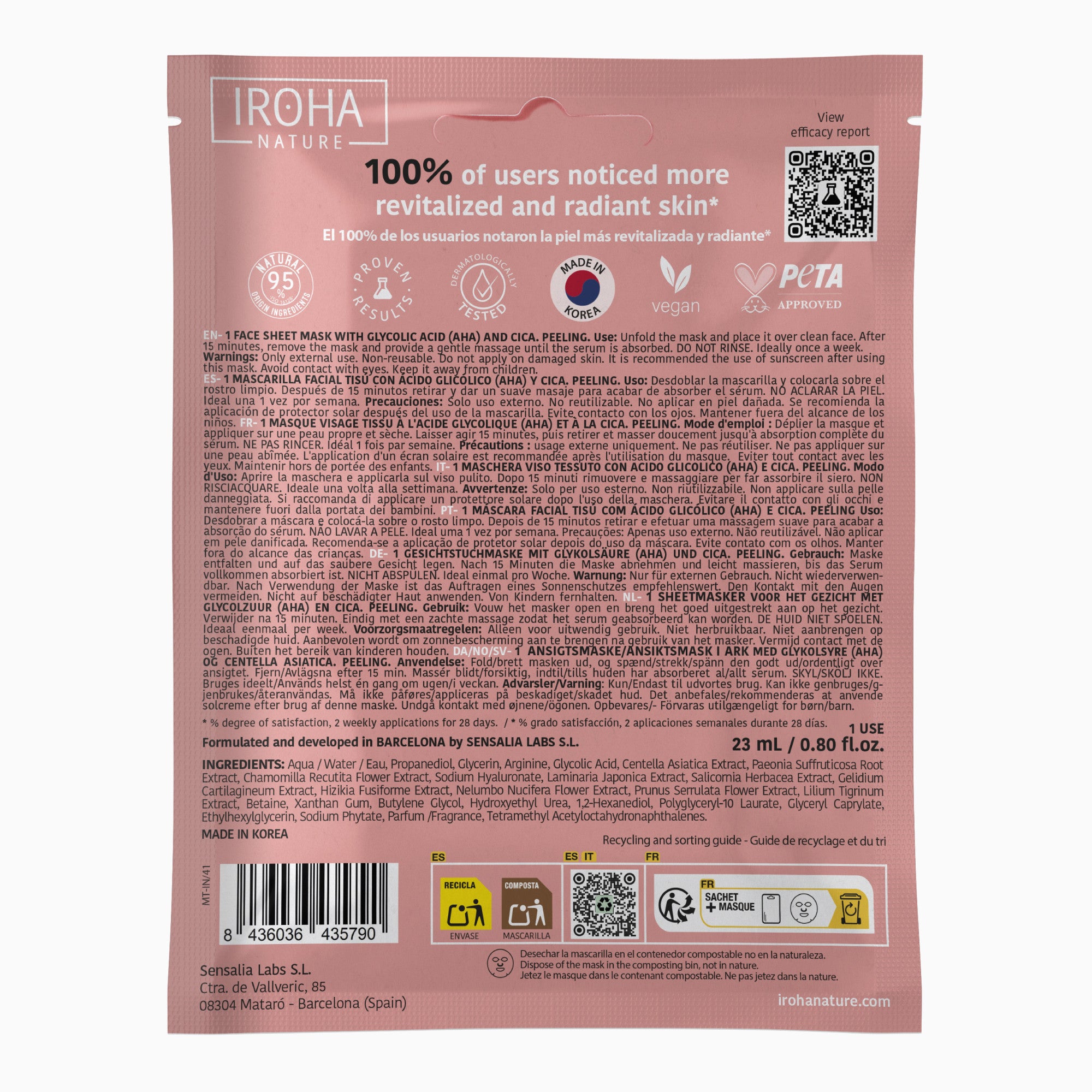 Perfect Skin Peeling Face Sheet Mask with Glycolic Acid