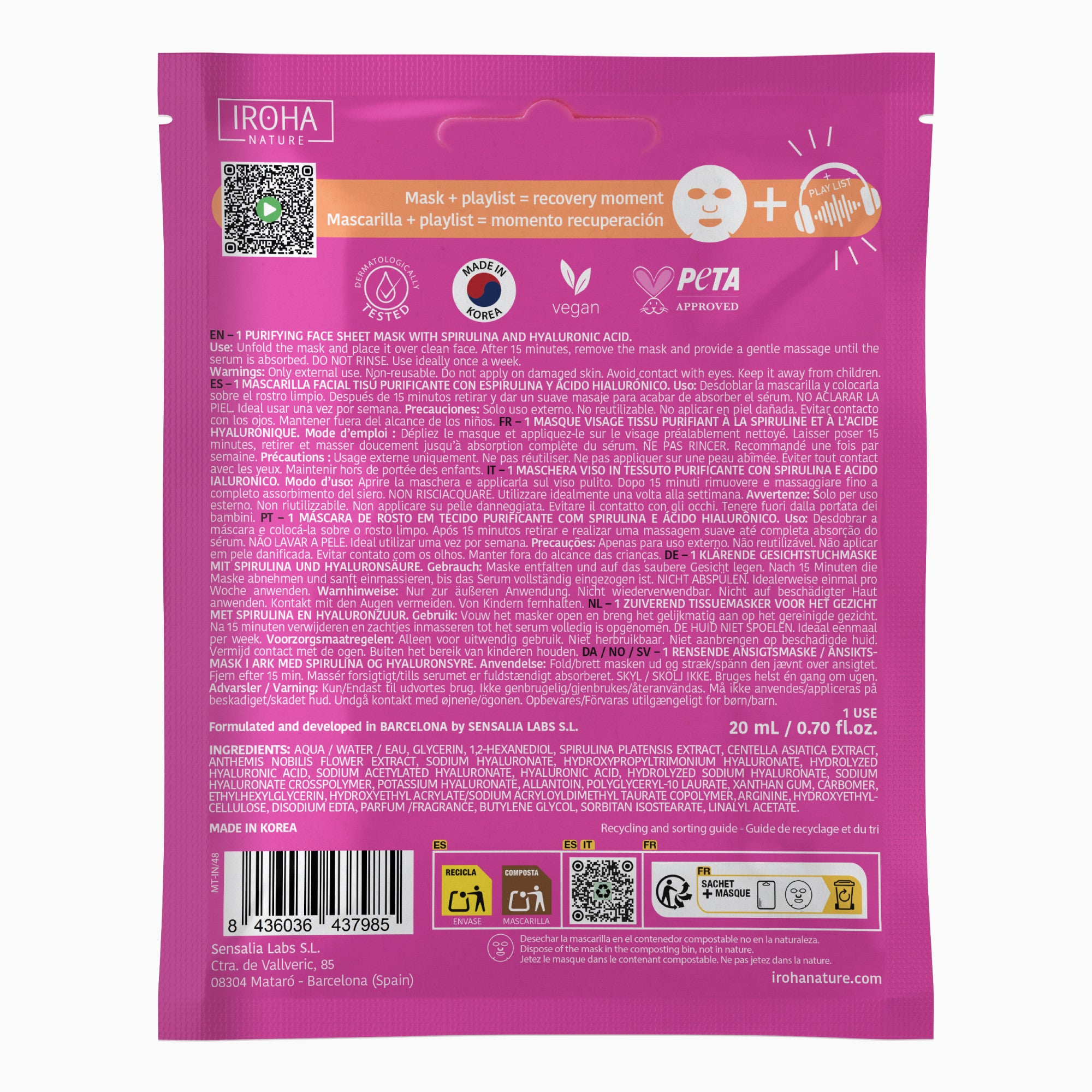 Purifying POST-WORKOUT Mask with Spirulina