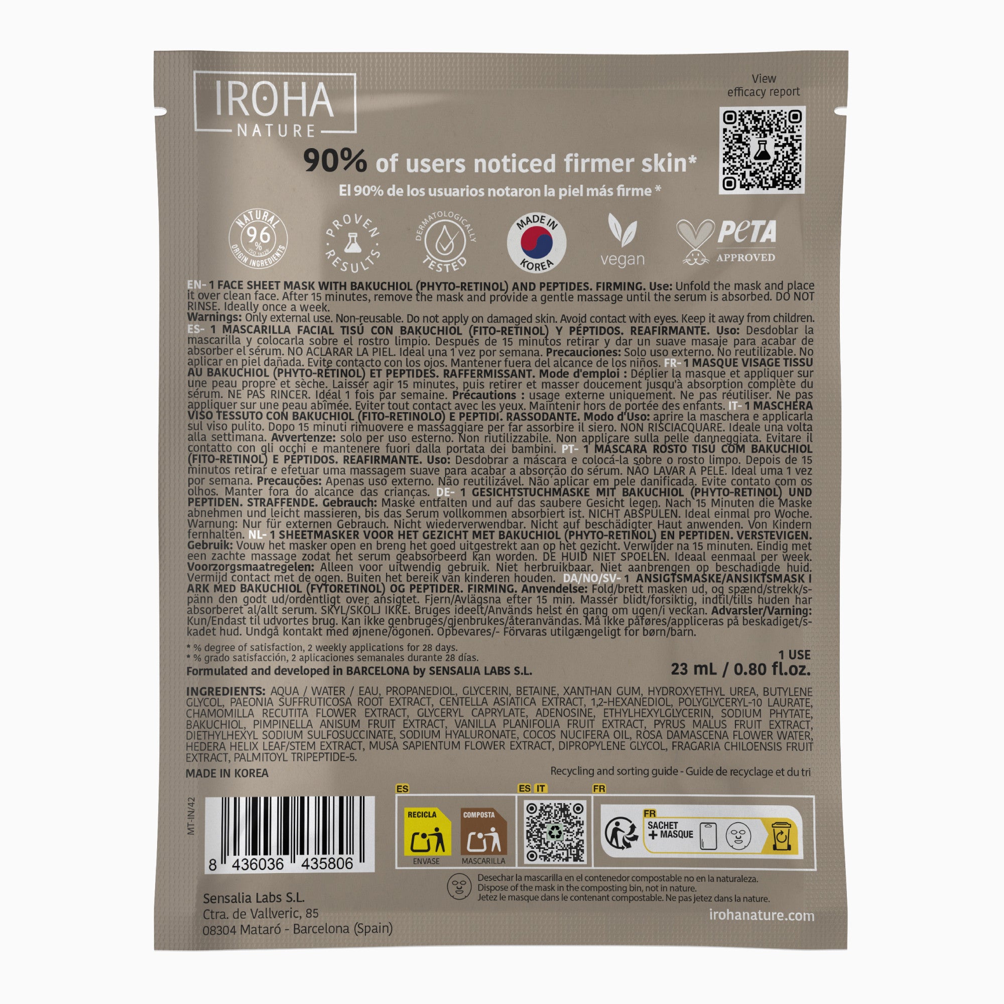 Smoothing and Hydrating Face Sheet Mask with Bakuchiol