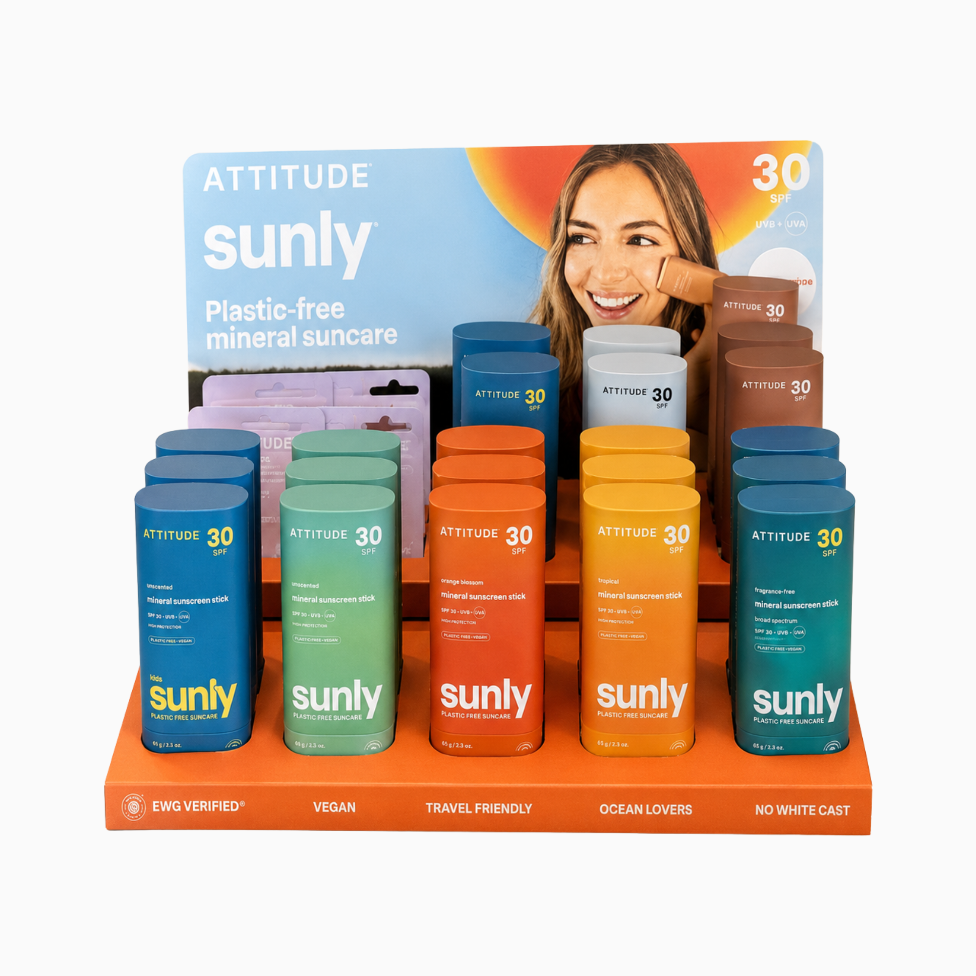 Sunly retailer display + produkter 30 SPF
