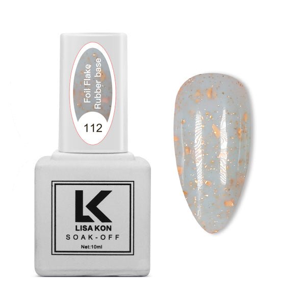 Foil Flake Rubber Base 112 - Baby Blue Golden Flakes - Lash Look