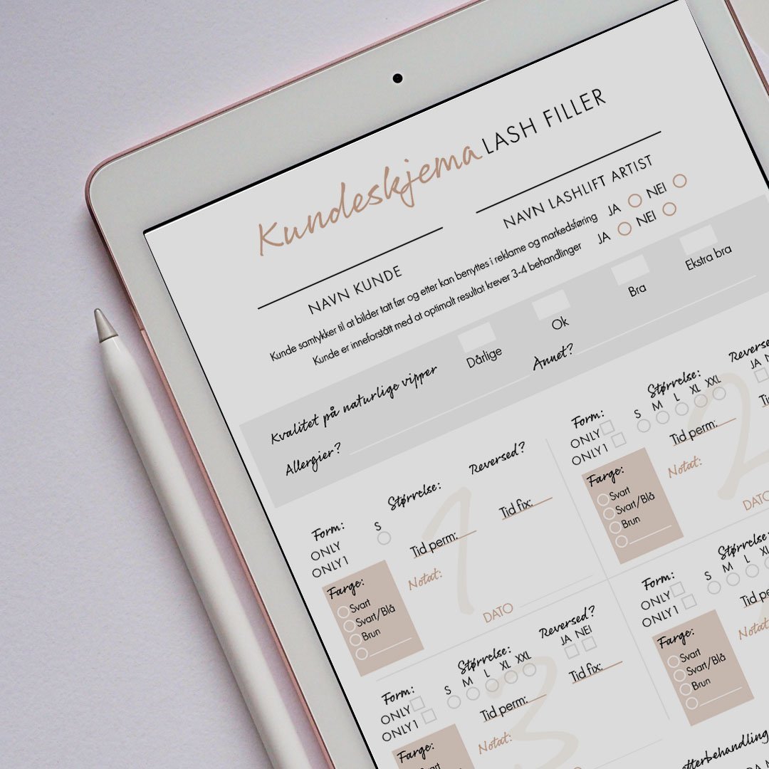 Kundeskjemaer komplett digital pakke - Lash Look