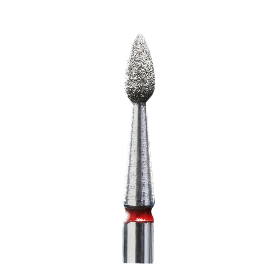 Staleks Diamond nail drill bit, "drop" , red, head diameter 2,3 mm/ working part 5 mm - BYŪTI
